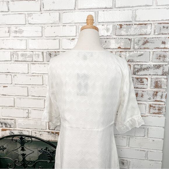ModCloth Daytime Darling White Sheer Short-sleeve Vneck Button Down Mini Dress 8 - Picture 10 of 13